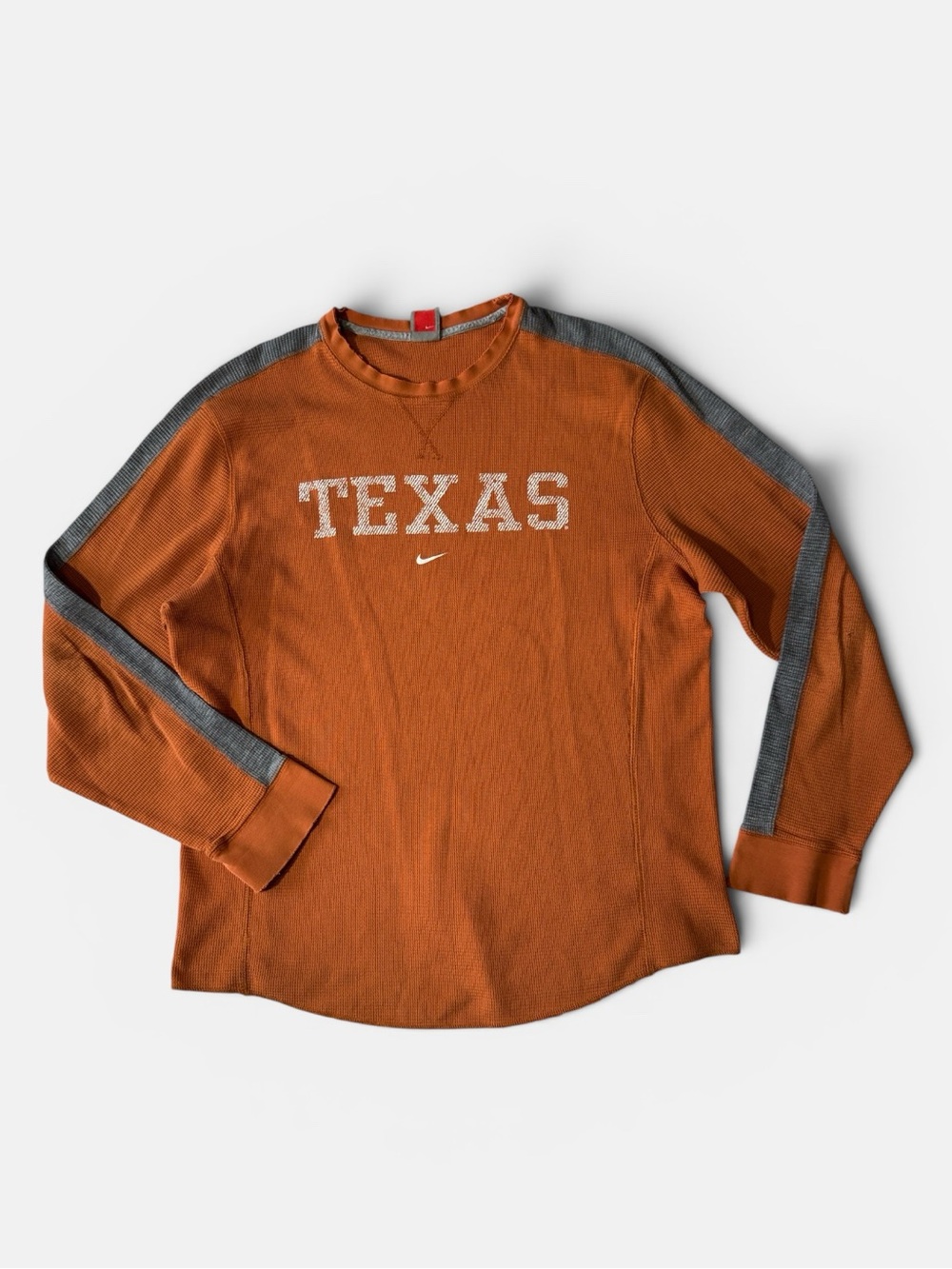 Nike mens 2XL XXL vintage Texas Longhorns waffle knit long sleeve e t-shirt EUC